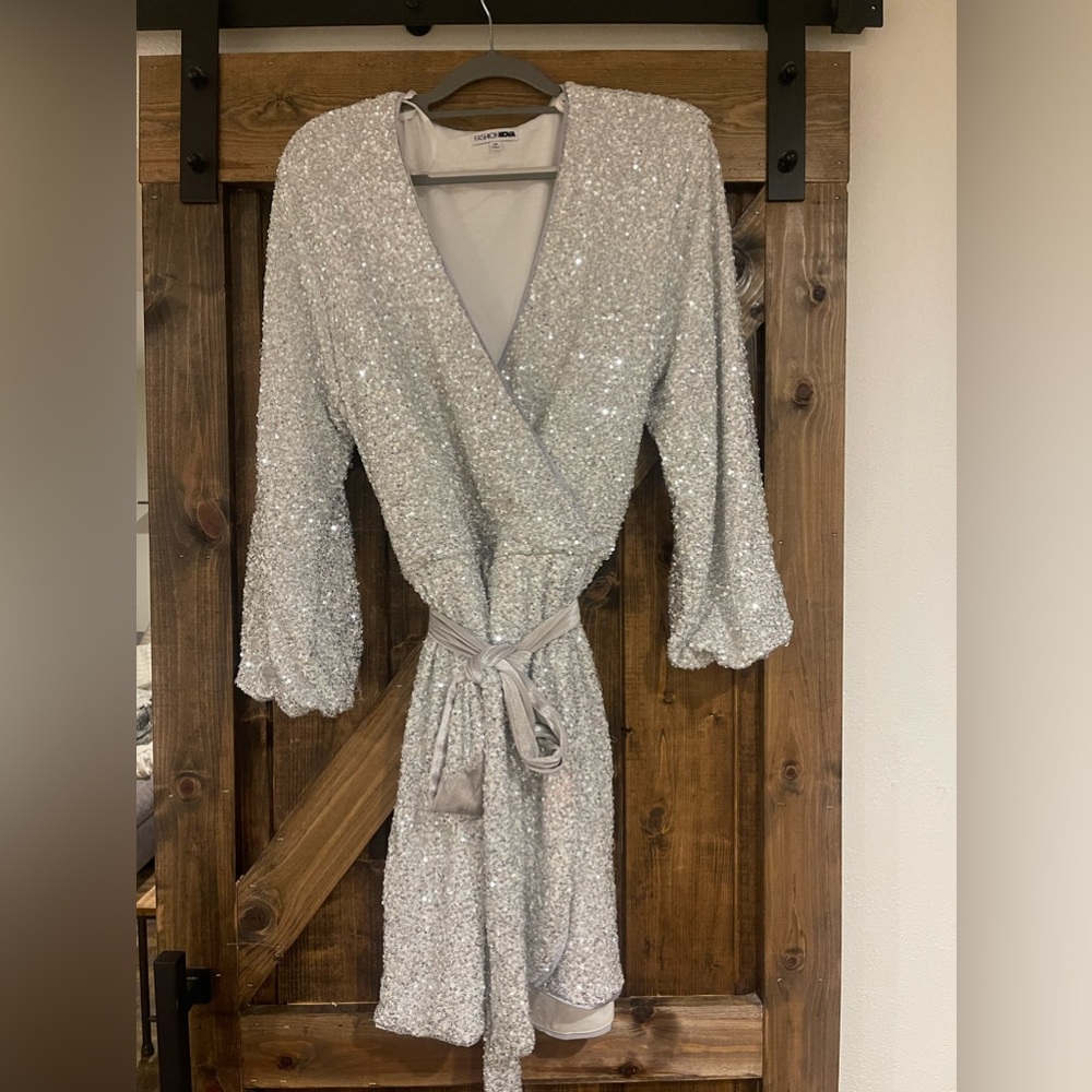 Fashion Nova Sequin Wrap Dress